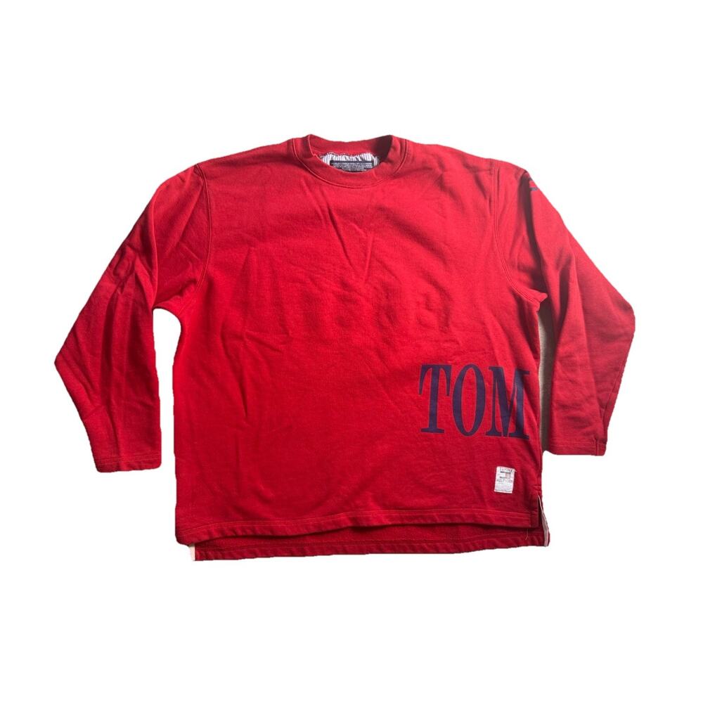 Tommy Hilfiger Wraparound Print Red Sweatshirt Tunic Size XL Vtg Y2K 90's Preppy